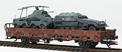 German Sdkfz 231 and Sdkfz 251 in Grey Livery loaded on a heavy 2 axle DRB flat car 